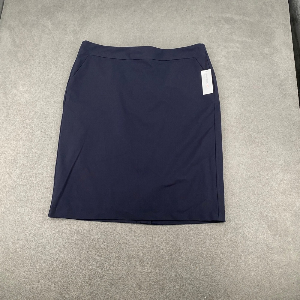 Liz Claiborne Navy Blue Pencil Skirt Womens 18 Workwear Pockets Lined Stretch